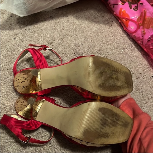 Guess satin and cork stilettos size 7 in red - Picture 5 of 6